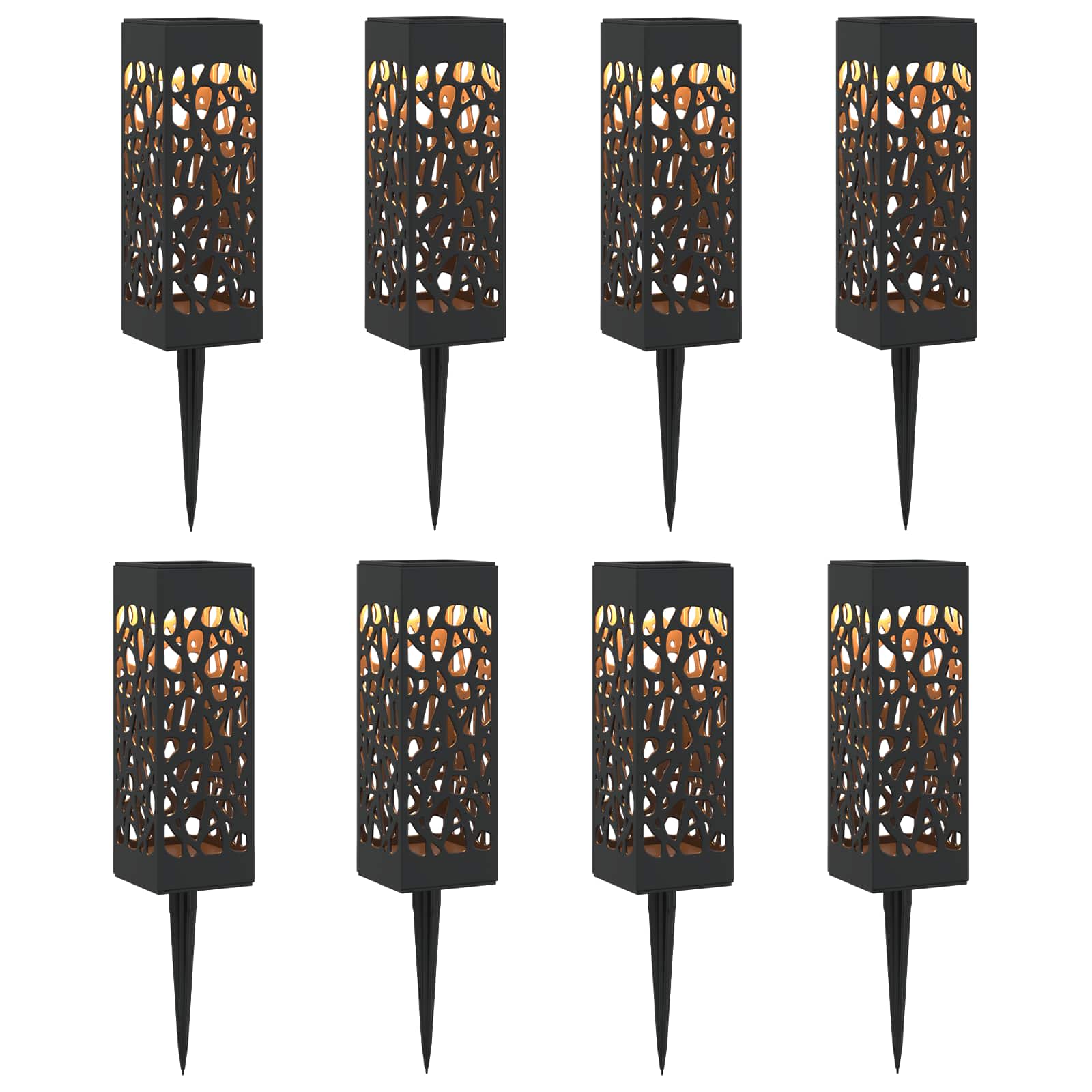 vidaXL Outdoor Solar Lights with Ground Spike 8 pcs Warm White 29 cm - Black