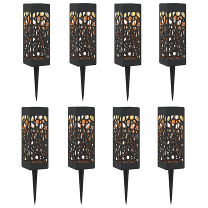vidaXL Outdoor Solar Lights with Ground Spike 8 pcs Warm White 29 cm - Black
