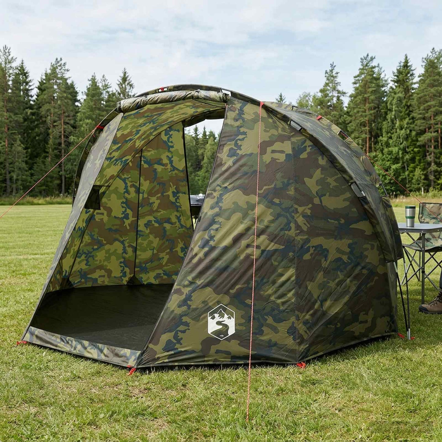 vidaXL Fishing Tent Quick Release -Person 5-Person Light Camouflage - Multicolour