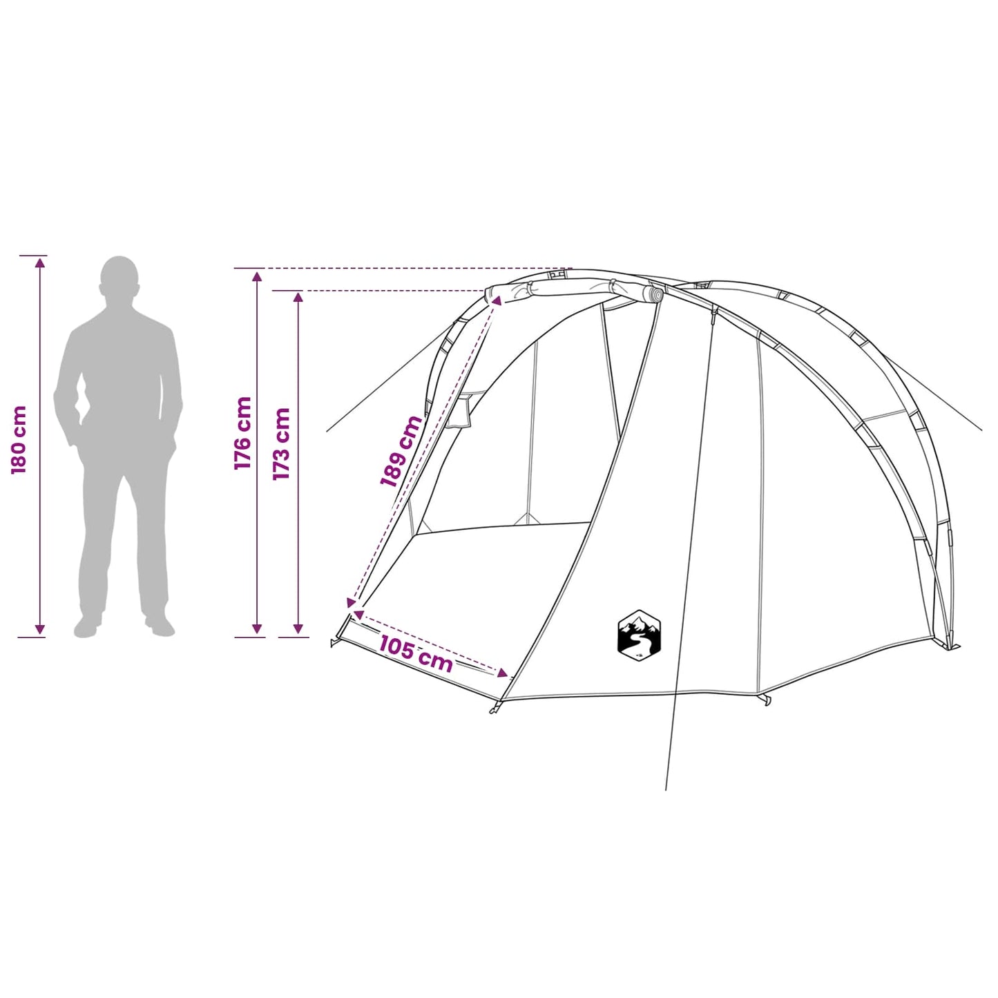 vidaXL Fishing Tent Quick Release -Person 5-Person Light Camouflage - Multicolour