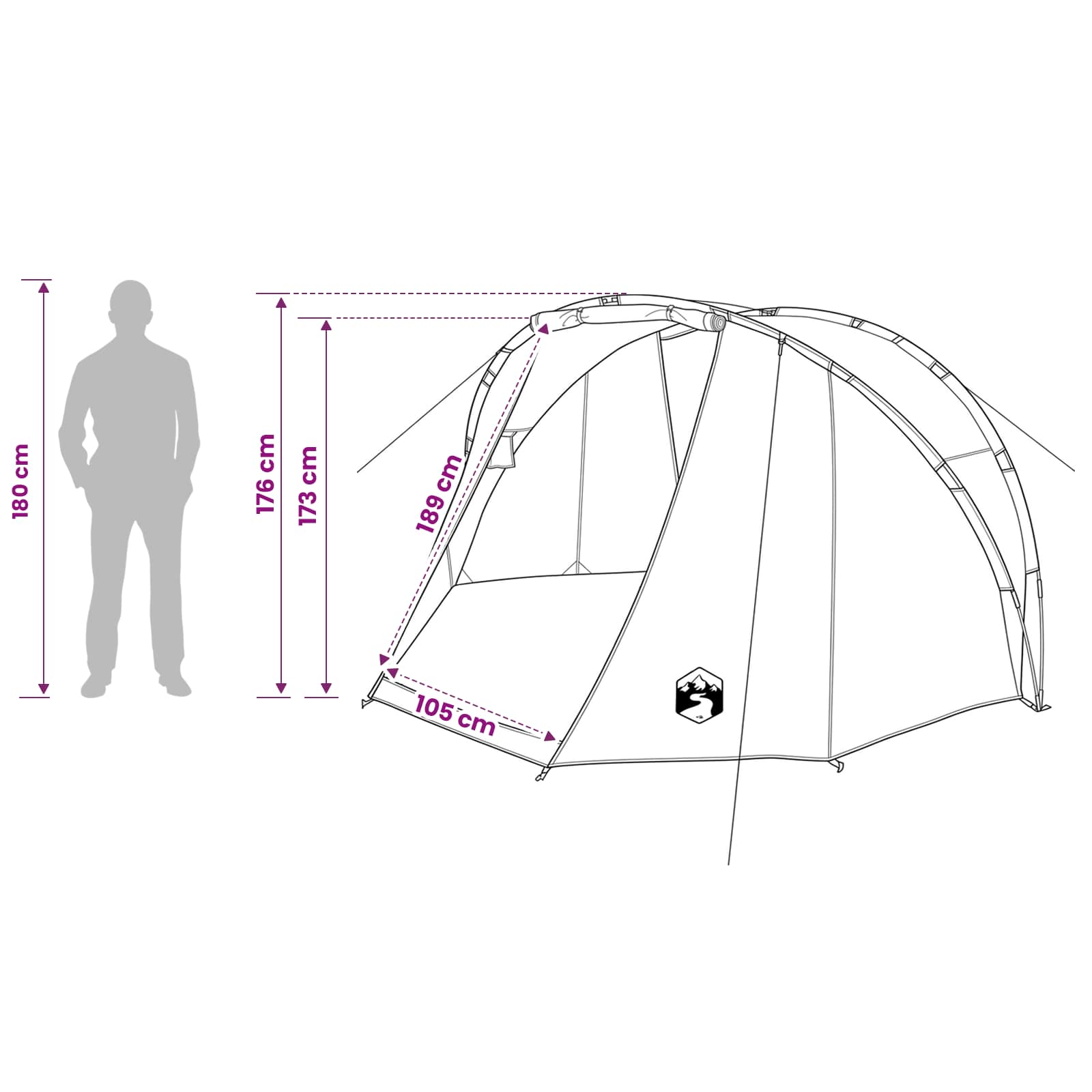 vidaXL Fishing Tent Quick Release -Person 5-Person Light Camouflage - Multicolour