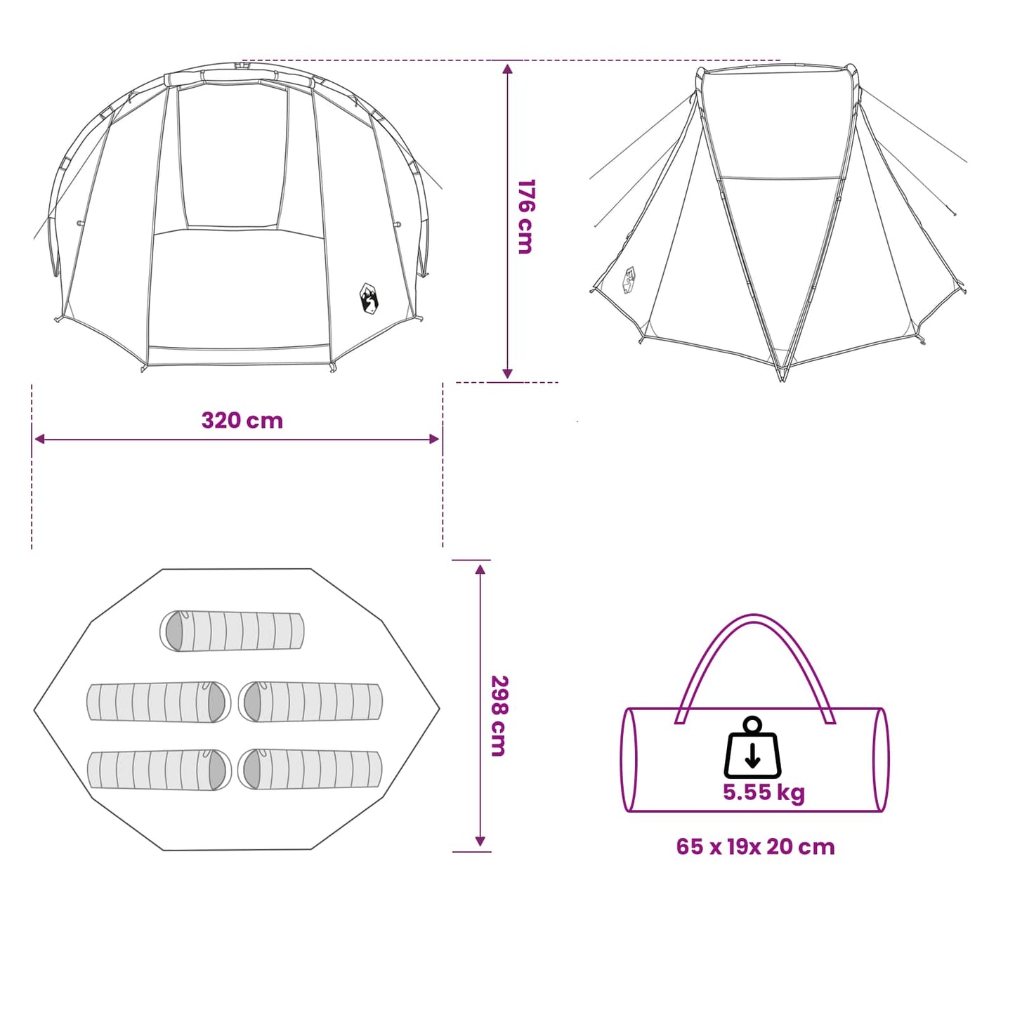vidaXL Fishing Tent Quick Release -Person 5-Person Light Camouflage - Multicolour