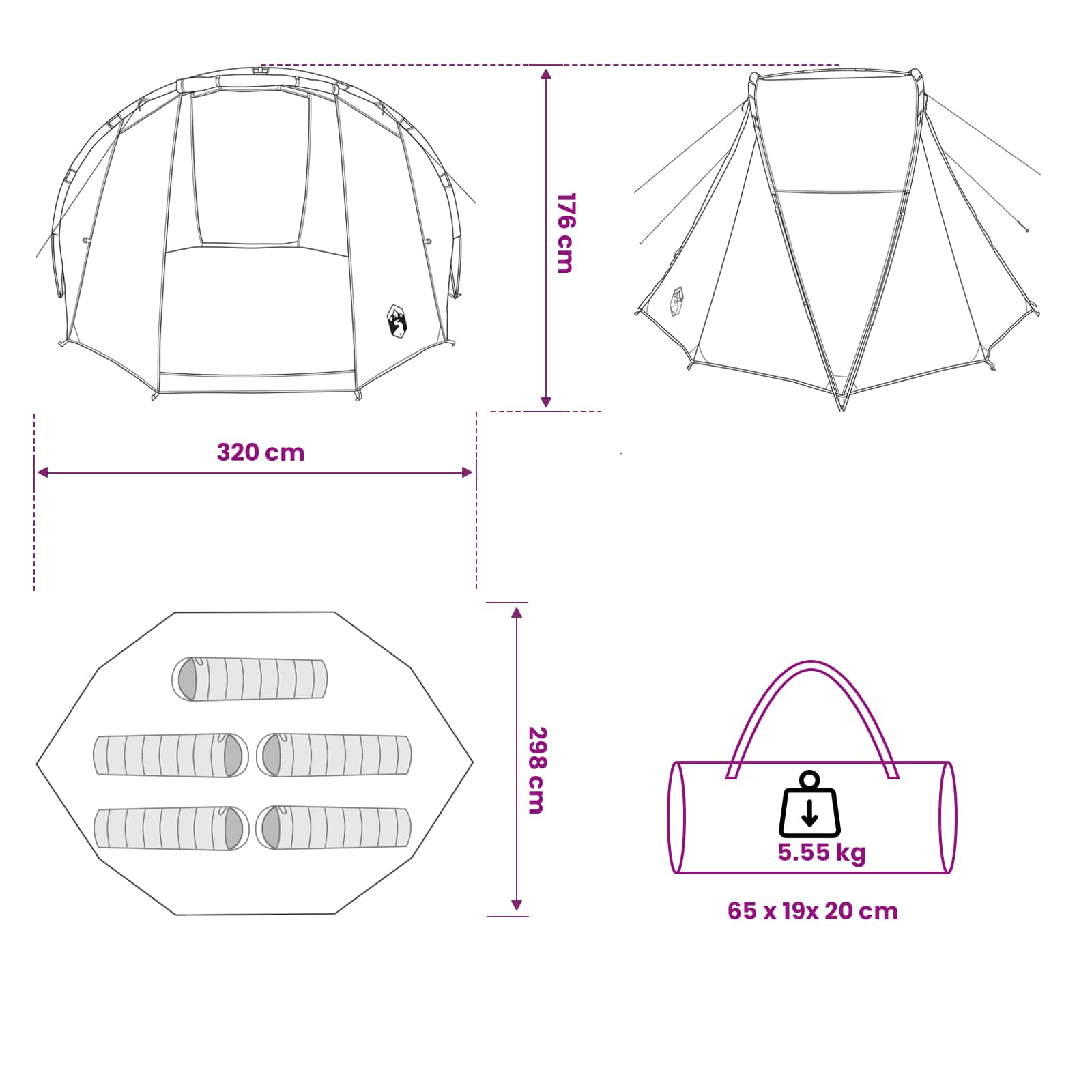 vidaXL Fishing Tent Quick Release -Person 5-Person Light Camouflage - Multicolour