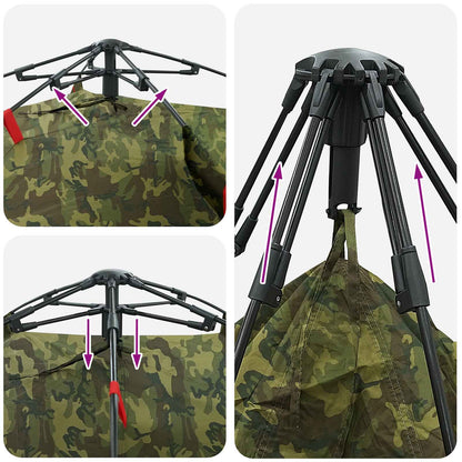vidaXL Fishing Tent Quick Release 4-Person Light Camouflage - Multicolour
