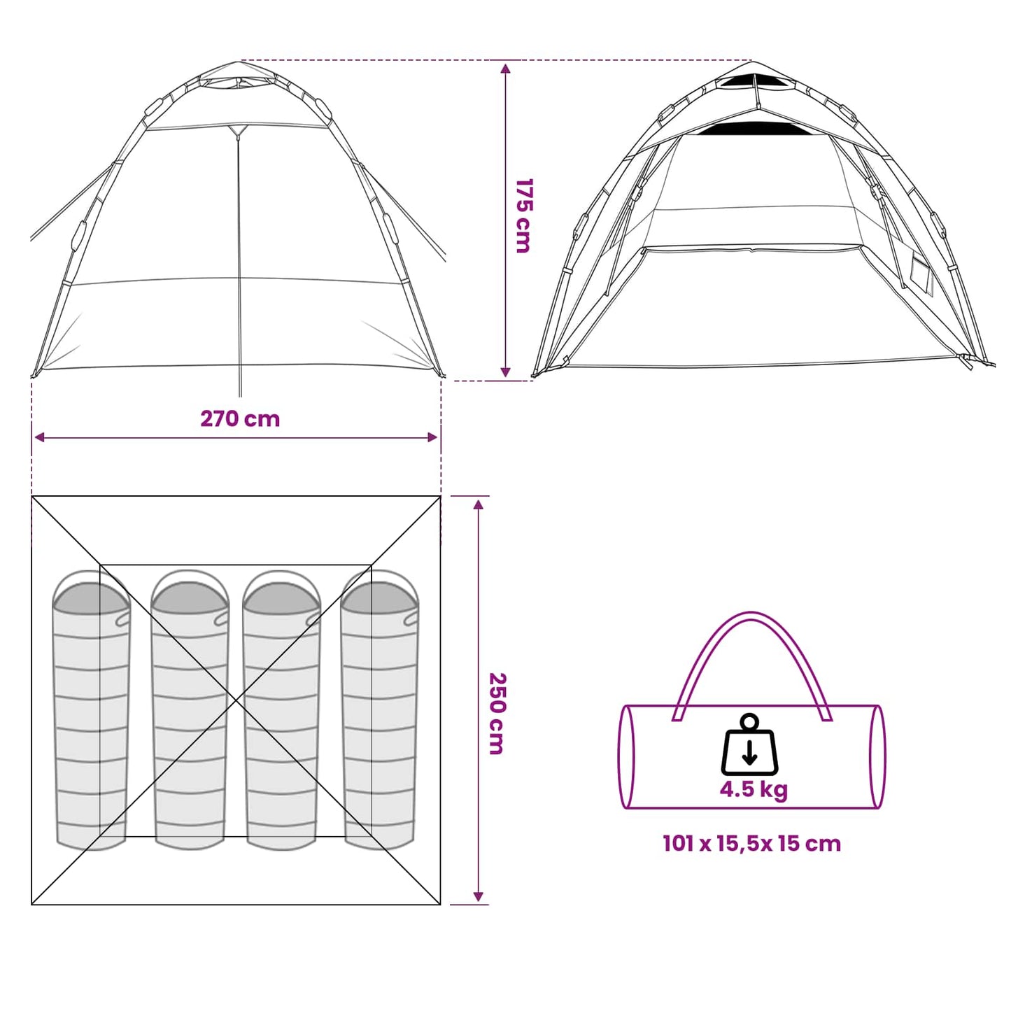 vidaXL Fishing Tent Quick Release 4-Person Light Camouflage - Multicolour