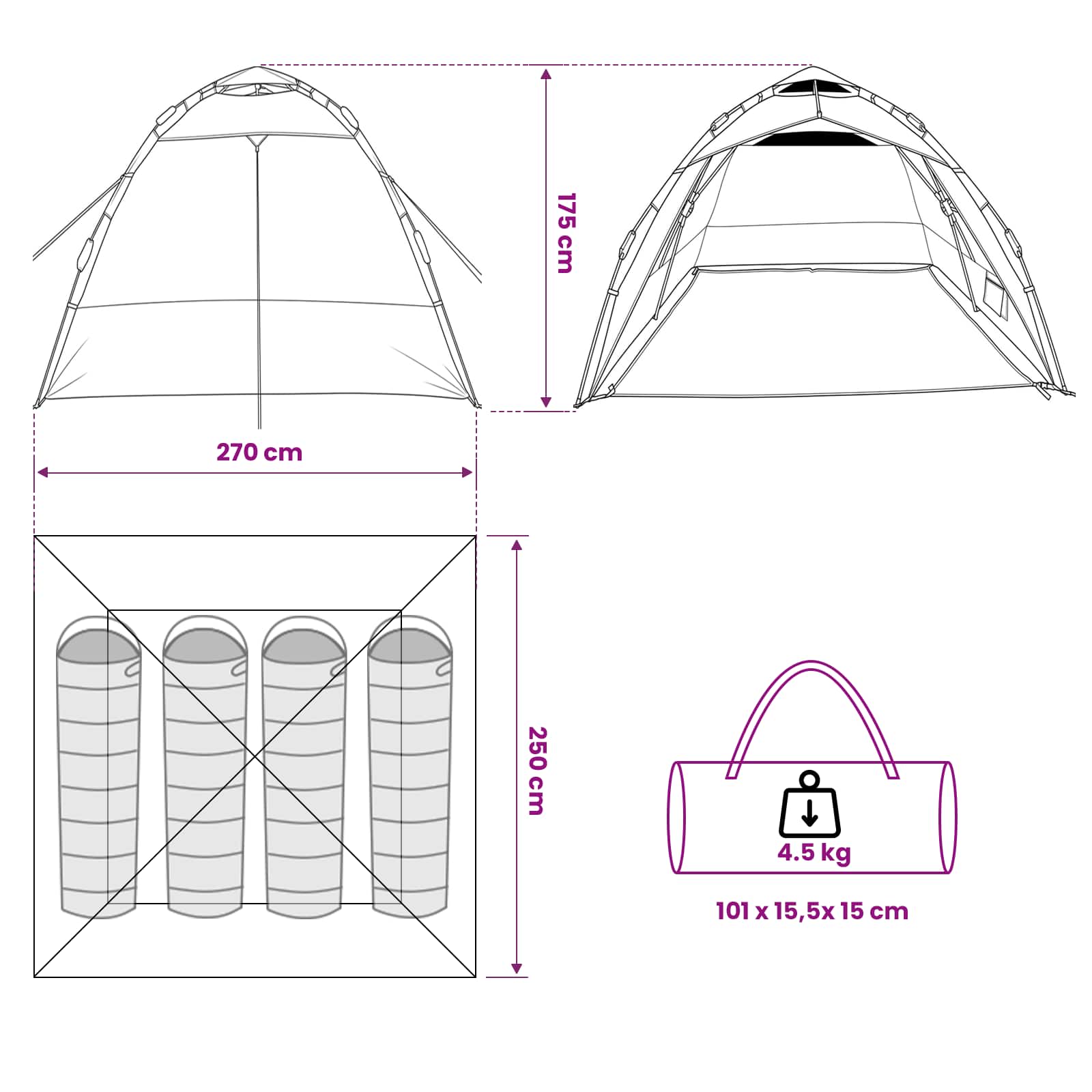 vidaXL Fishing Tent Quick Release 4-Person Light Camouflage - Multicolour