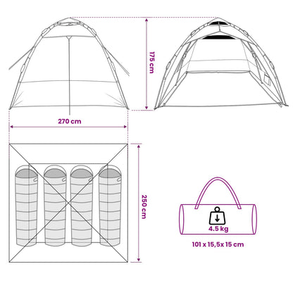 vidaXL Fishing Tent Quick Release 4-Person Light Camouflage - Multicolour