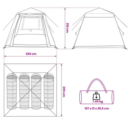 vidaXL Fishing Tent Quick Release 4-Person Light Camouflage - Multicolour - 42204