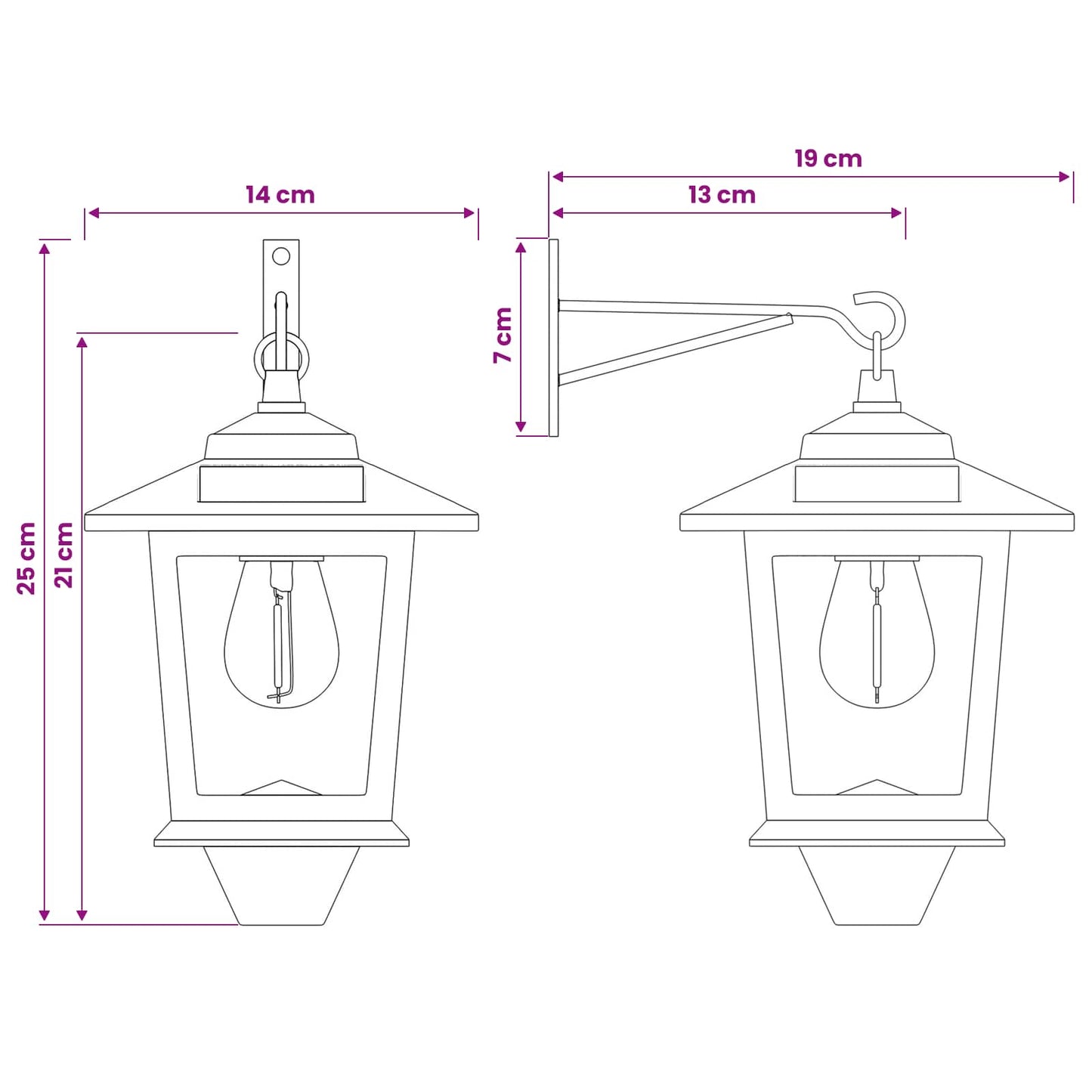vidaXL Wall Mount Lamp with LED Bulb 2 pcs Black 19 x 14 x 25 cm