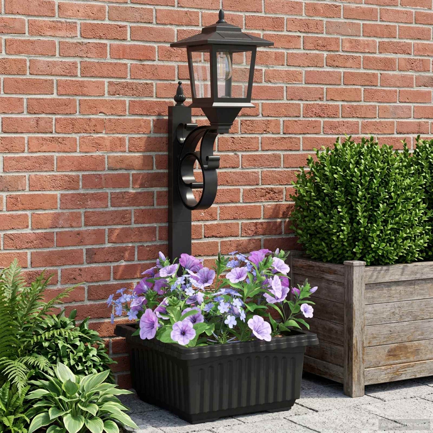 vidaXL Bollard Light with Planter Black 29 x 28 x 74 cm ABS and PP