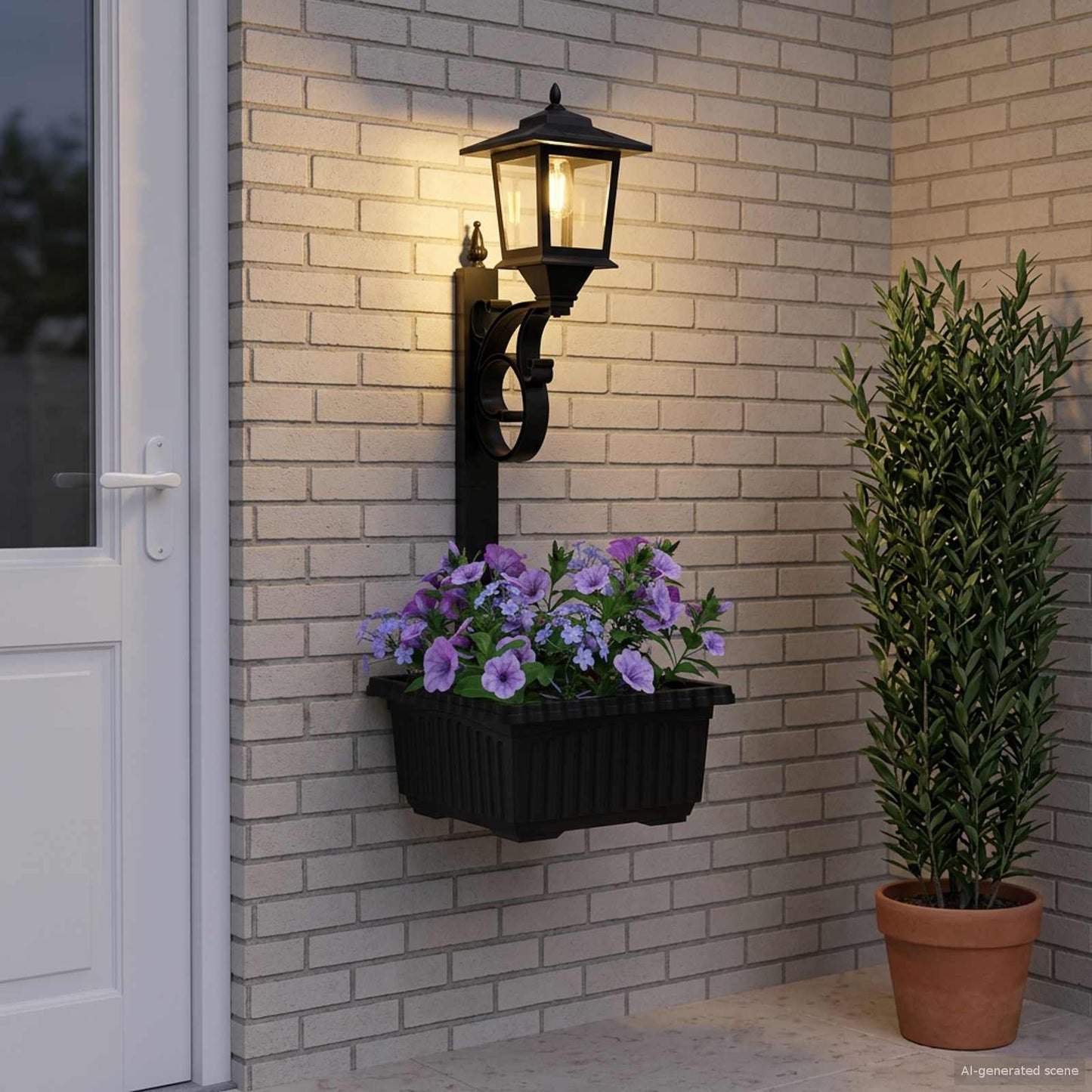 vidaXL Bollard Light with Planter Black 29 x 28 x 74 cm ABS and PP
