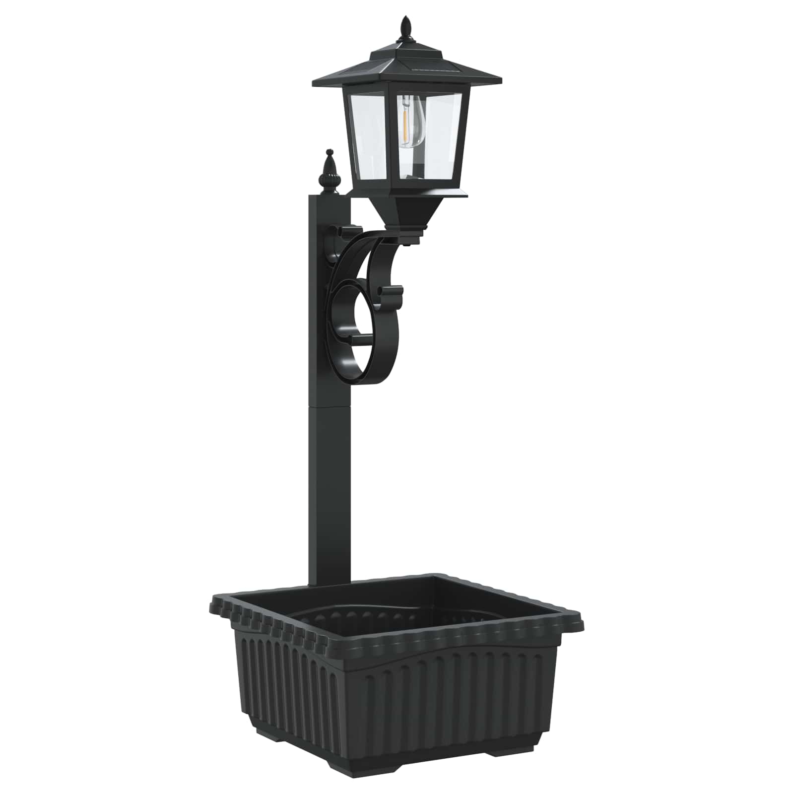 vidaXL Bollard Light with Planter Black 29 x 28 x 74 cm ABS and PP
