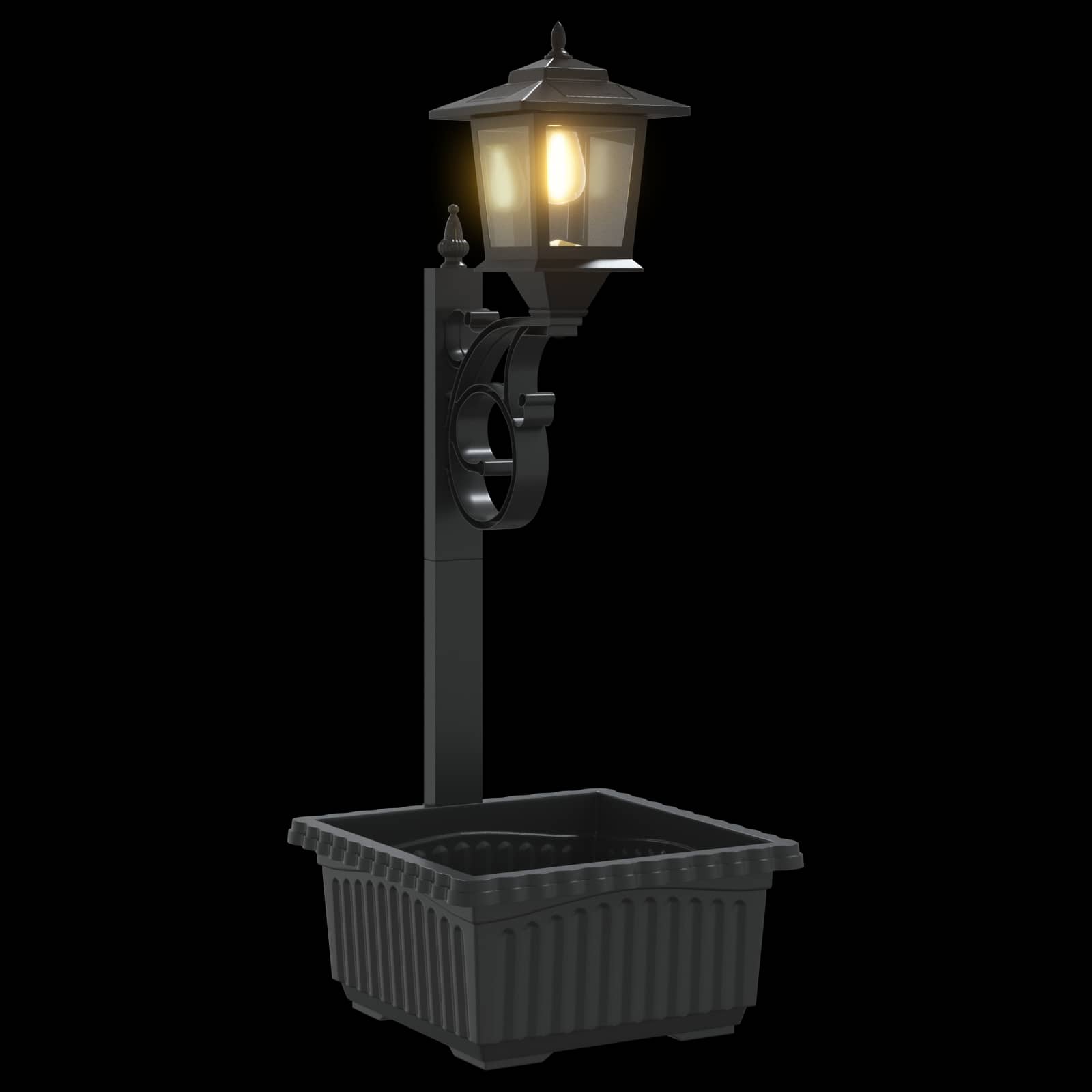 vidaXL Bollard Light with Planter Black 29 x 28 x 74 cm ABS and PP
