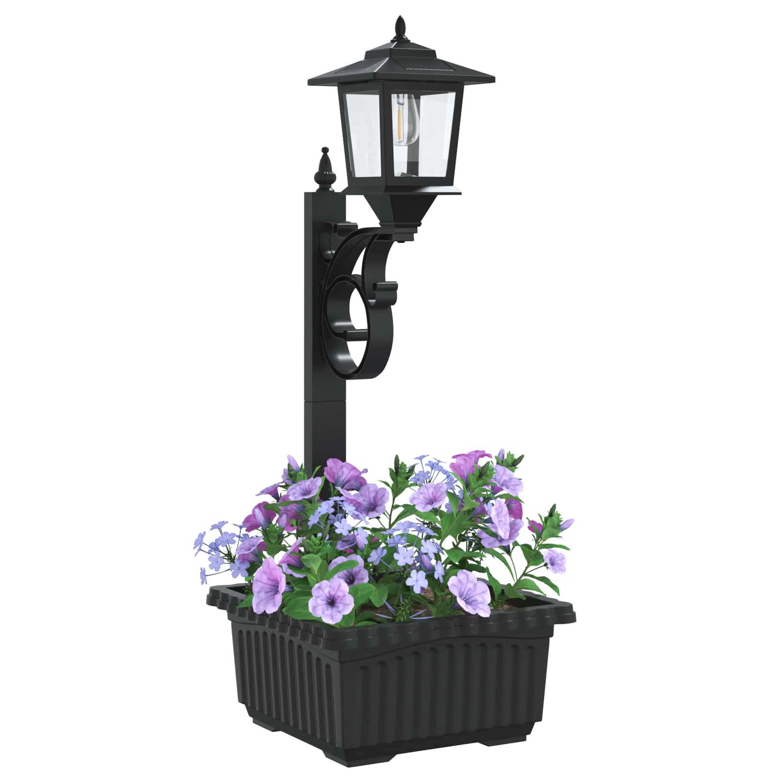vidaXL Bollard Light with Planter Black 29 x 28 x 74 cm ABS and PP