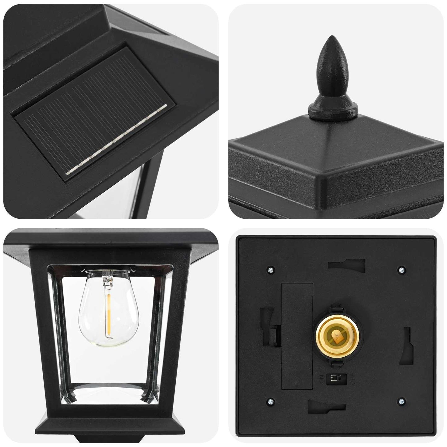 vidaXL Lamp Post Set with LED Bulb 2 pcs Black 16 x 16 x 156 cm