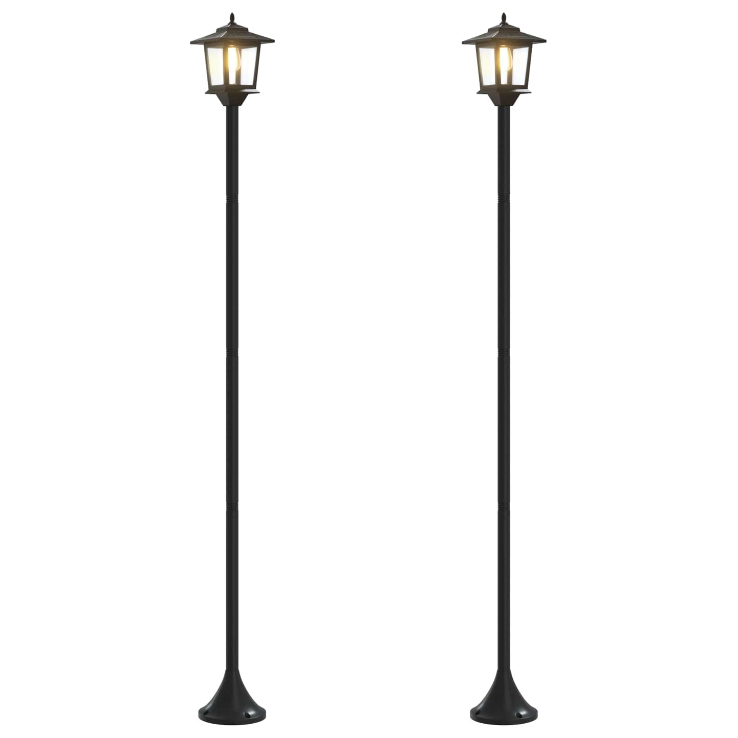 vidaXL Lamp Post Set with LED Bulb 2 pcs Black 16 x 16 x 156 cm