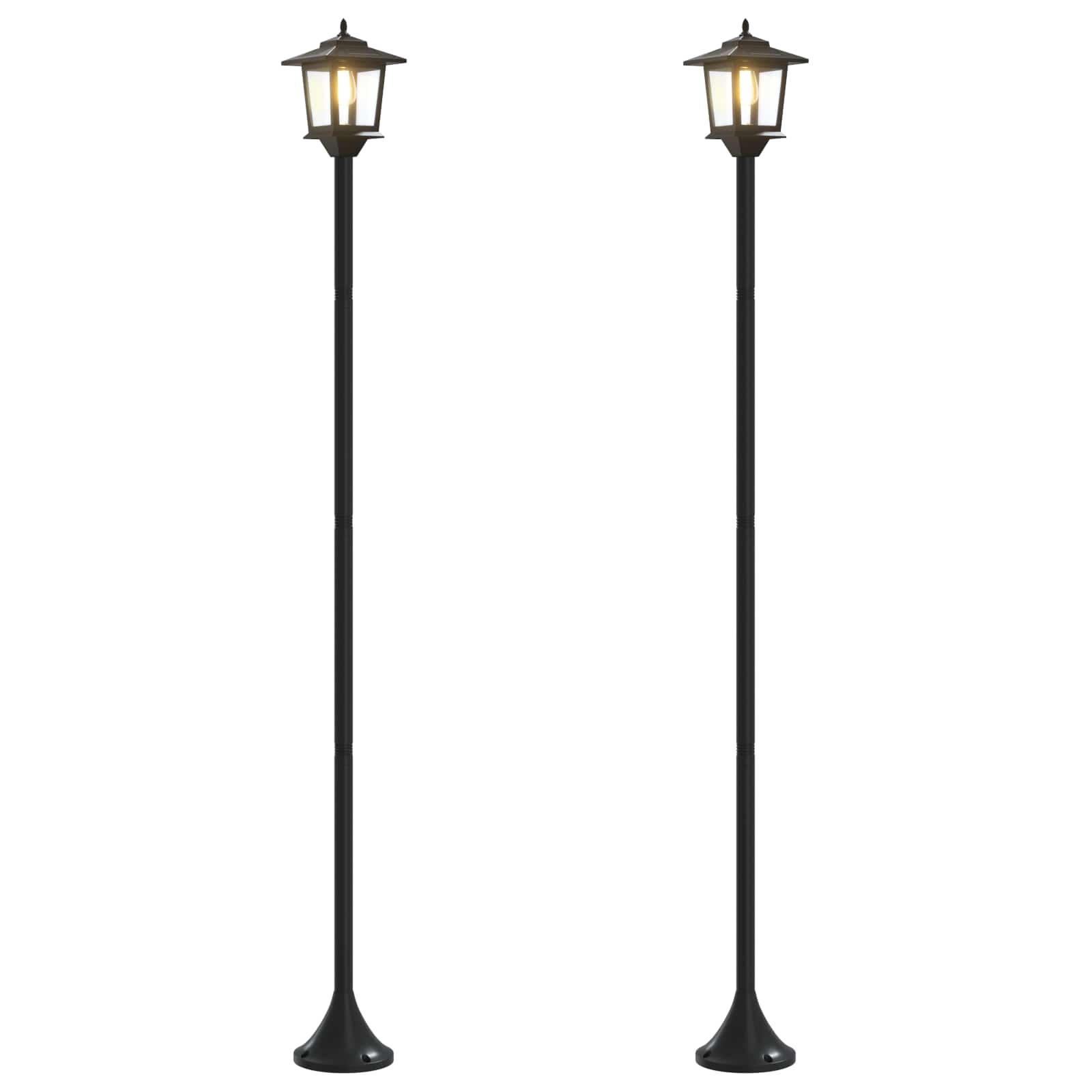 vidaXL Lamp Post Set with LED Bulb 2 pcs Black 16 x 16 x 156 cm