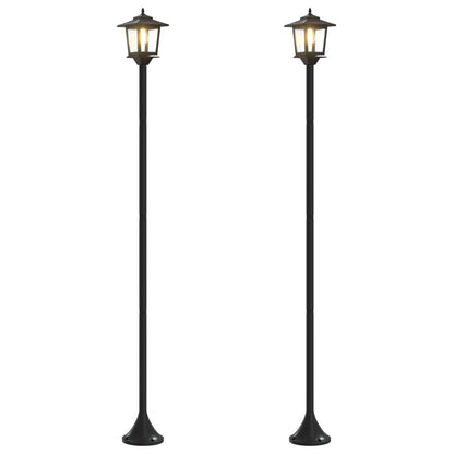 vidaXL Lamp Post Set with LED Bulb 2 pcs Black 16 x 16 x 156 cm