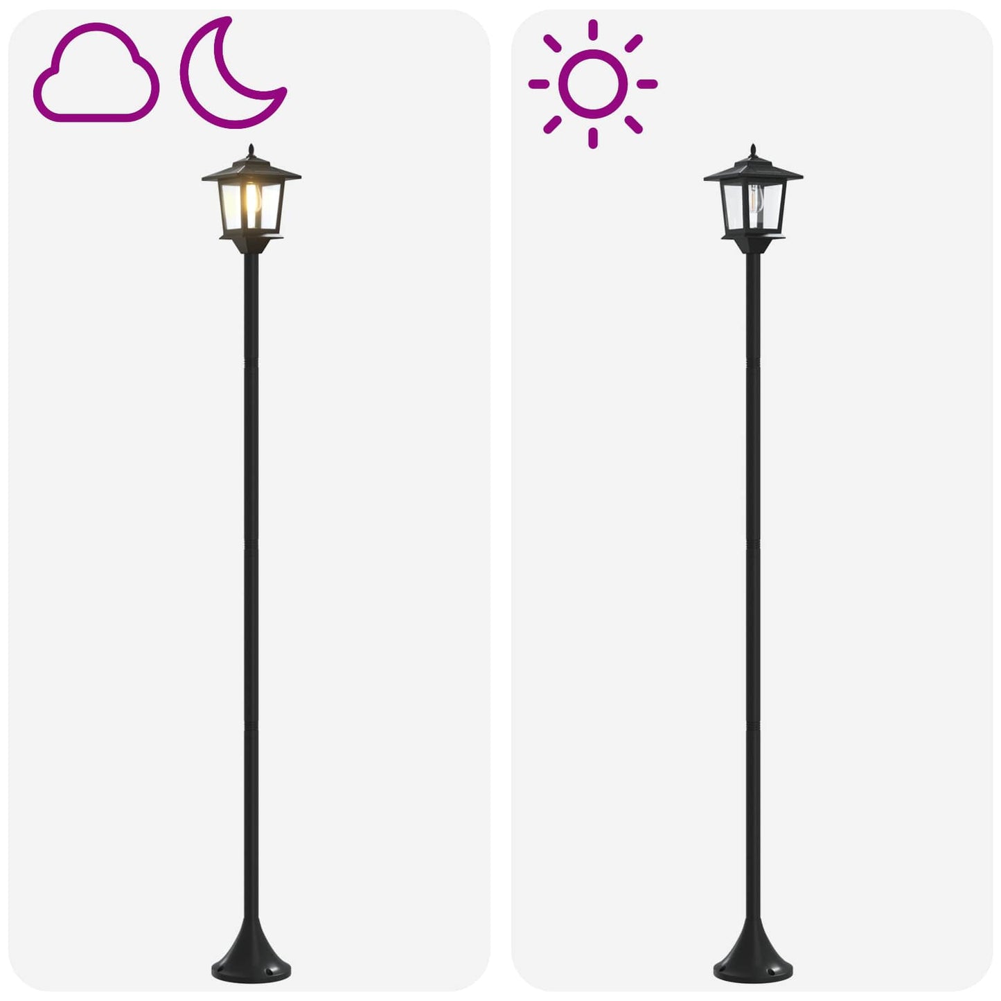 vidaXL Lamp Post Set with LED Bulb 2 pcs Black 16 x 16 x 156 cm