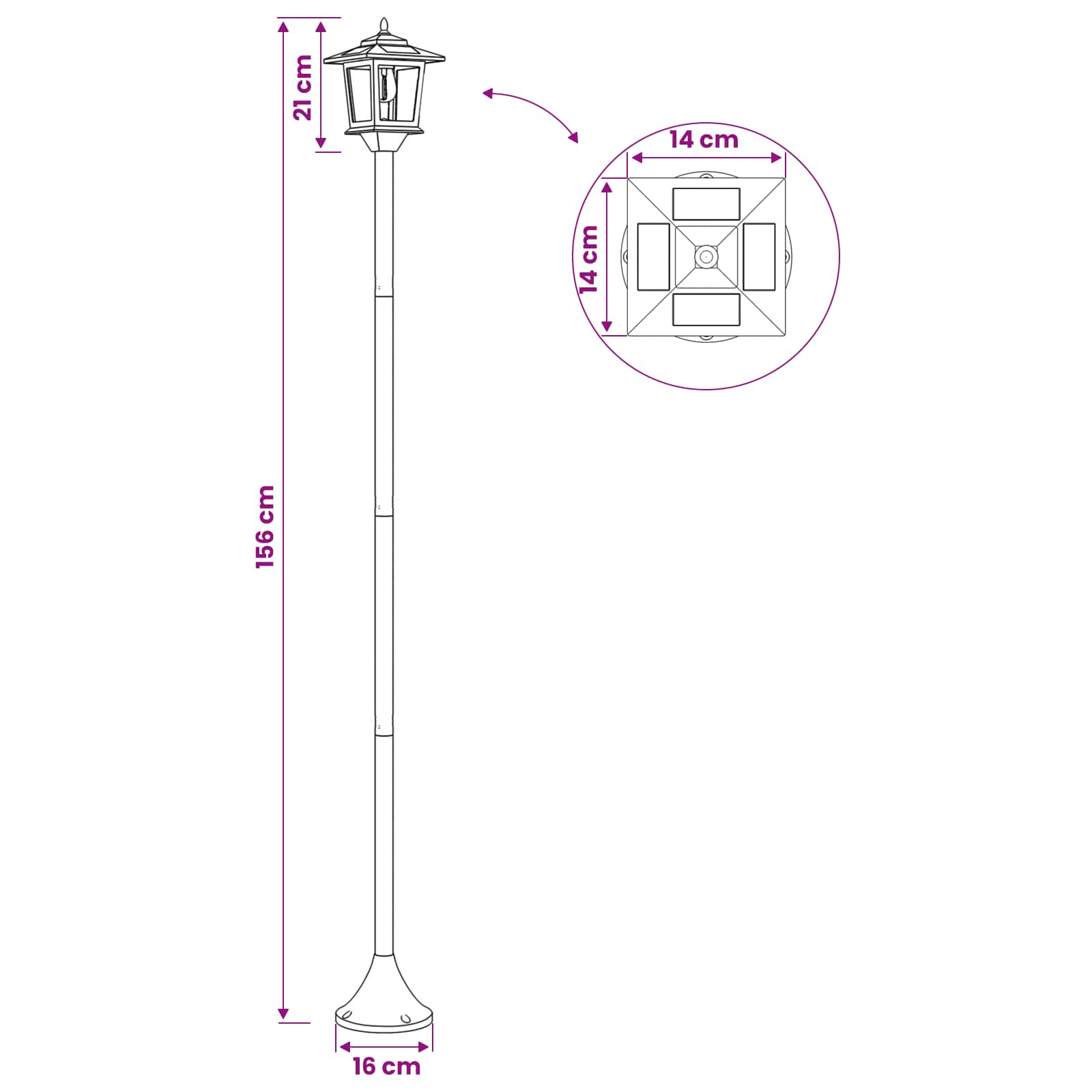vidaXL Lamp Post Set with LED Bulb 2 pcs Black 16 x 16 x 156 cm