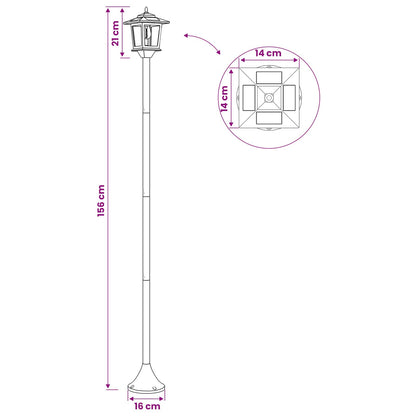 vidaXL Lamp Post Set with LED Bulb 2 pcs Black 16 x 16 x 156 cm