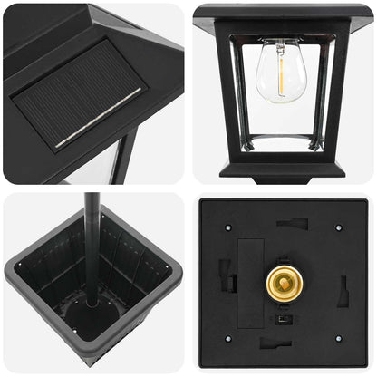 vidaXL Solar Lamp Post with Planter Black 32 x 32 x 158 cm