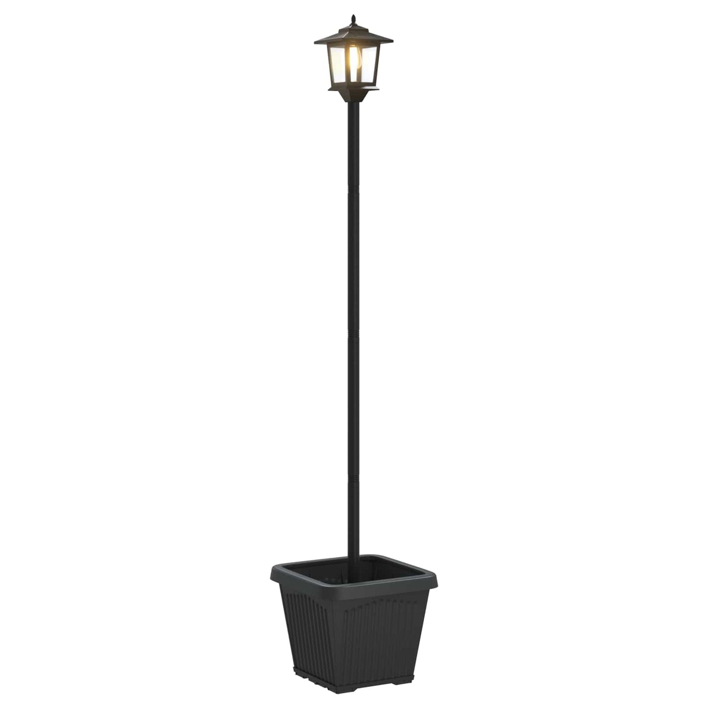 vidaXL Solar Lamp Post with Planter Black 32 x 32 x 158 cm