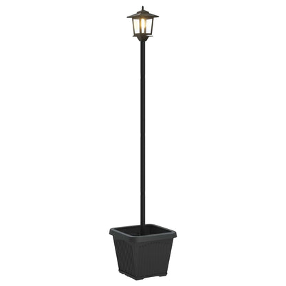 vidaXL Solar Lamp Post with Planter Black 32 x 32 x 158 cm