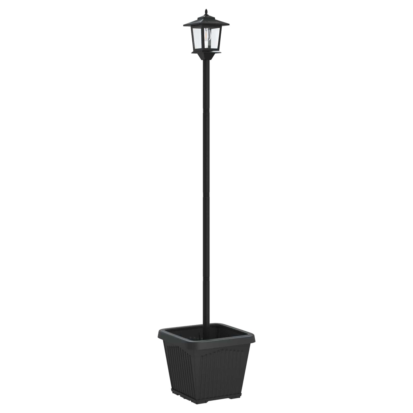 vidaXL Solar Lamp Post with Planter Black 32 x 32 x 158 cm