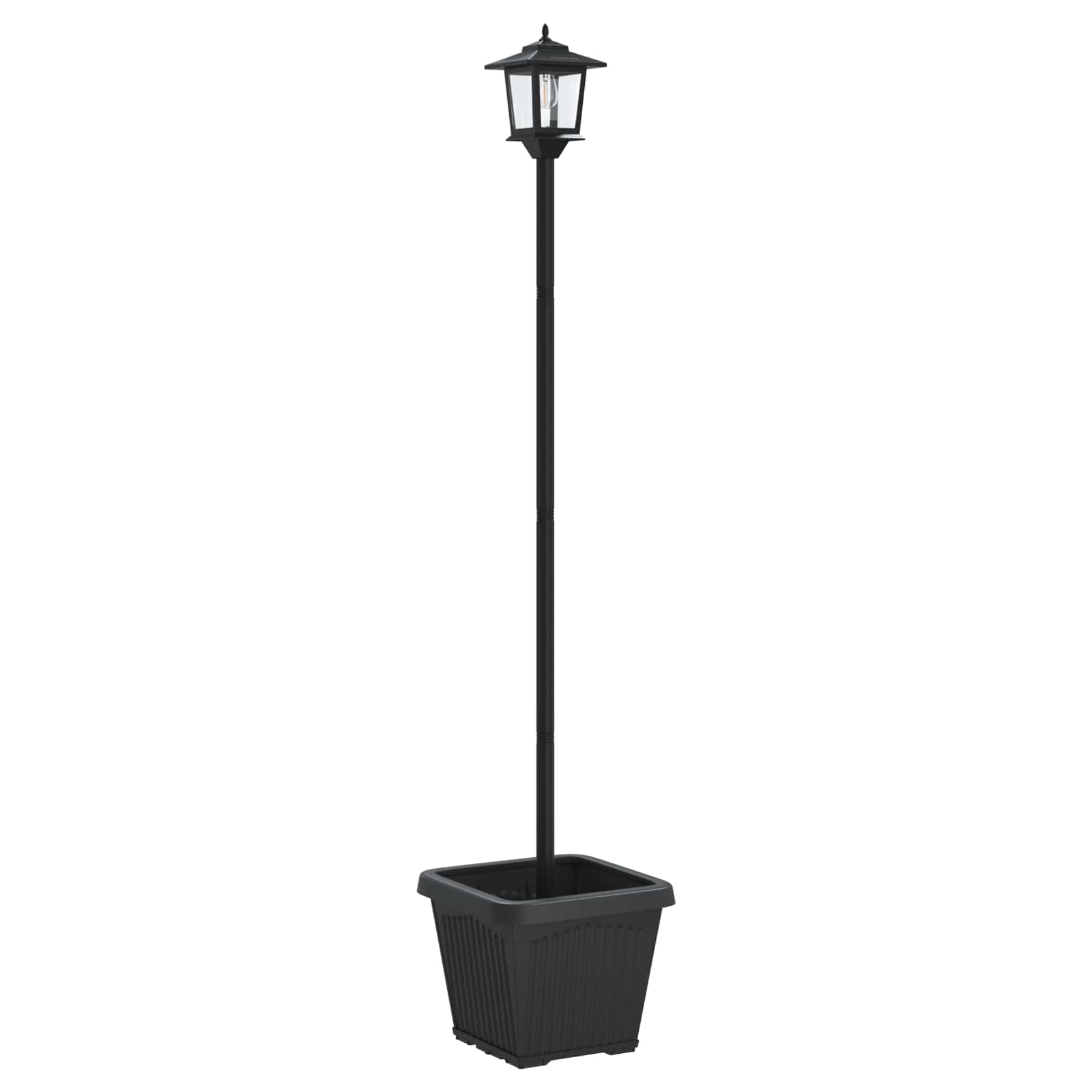 vidaXL Solar Lamp Post with Planter Black 32 x 32 x 158 cm