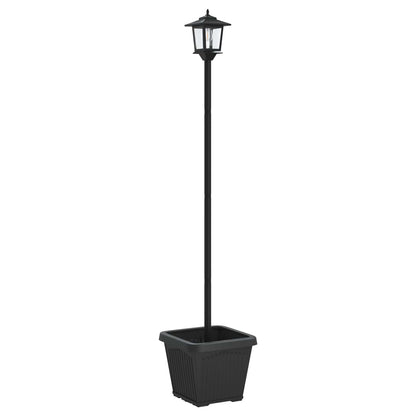 vidaXL Solar Lamp Post with Planter Black 32 x 32 x 158 cm