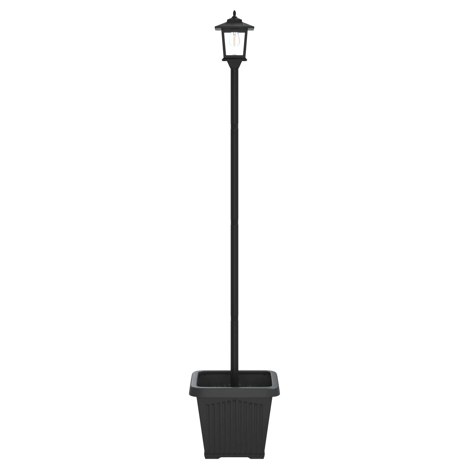 vidaXL Solar Lamp Post with Planter Black 32 x 32 x 158 cm