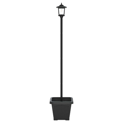 vidaXL Solar Lamp Post with Planter Black 32 x 32 x 158 cm