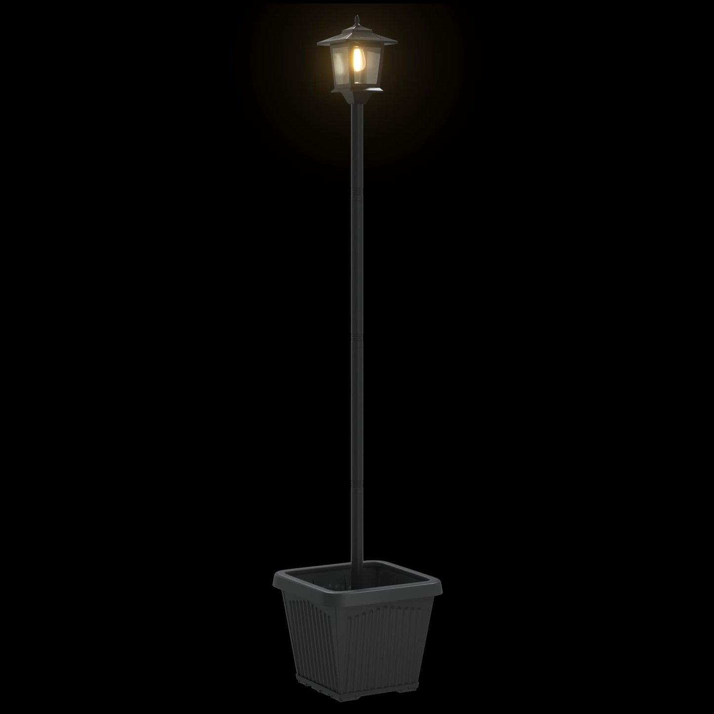 vidaXL Solar Lamp Post with Planter Black 32 x 32 x 158 cm