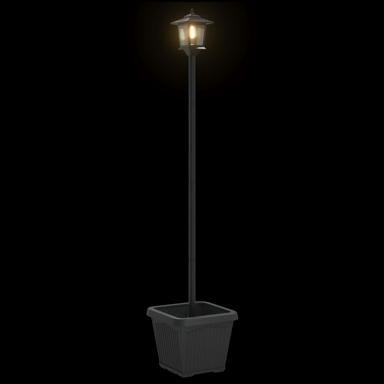 vidaXL Solar Lamp Post with Planter Black 32 x 32 x 158 cm
