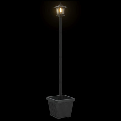 vidaXL Solar Lamp Post with Planter Black 32 x 32 x 158 cm
