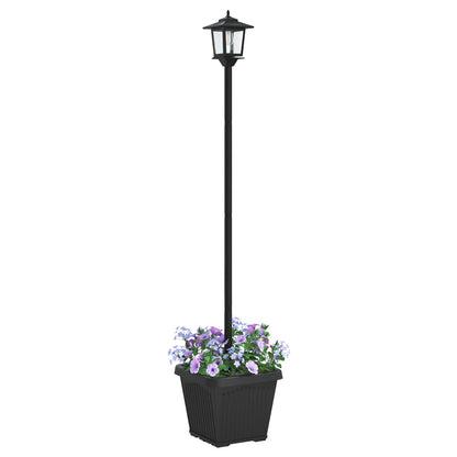 vidaXL Solar Lamp Post with Planter Black 32 x 32 x 158 cm