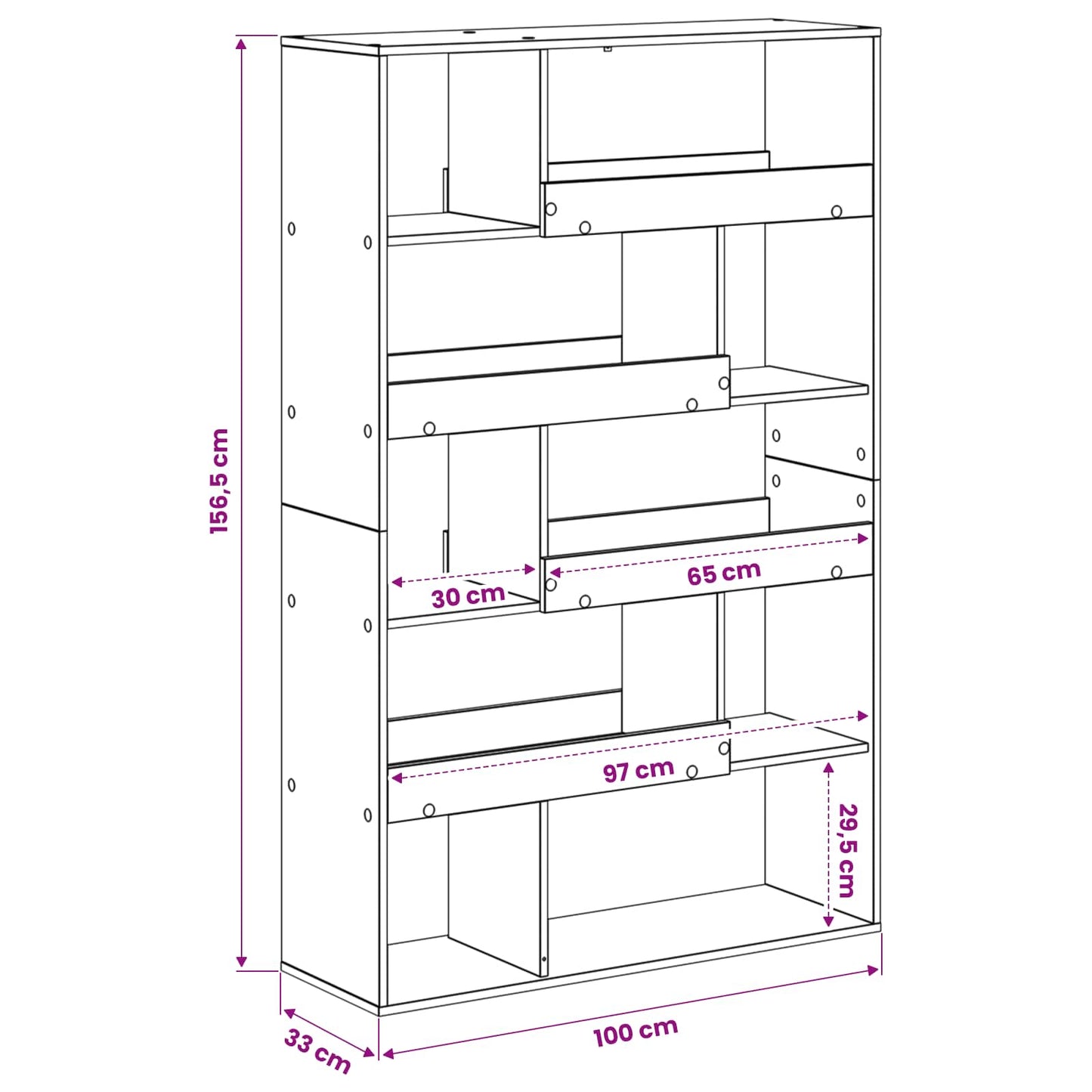 vidaXL Book Shelf 100 x 33 x 156.5 cm Engineered Wood Black oak