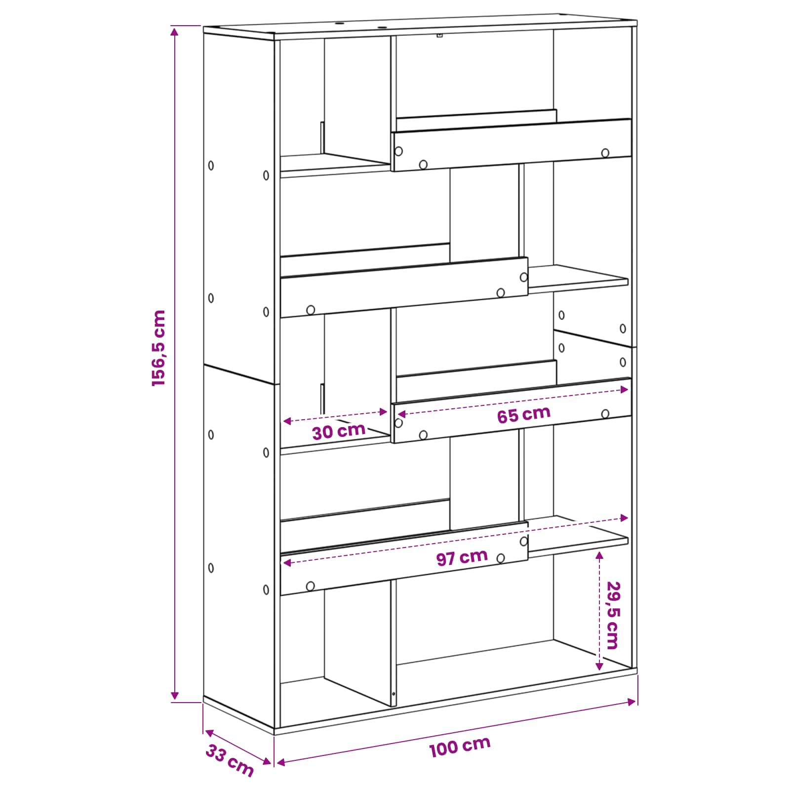 vidaXL Book Shelf 100 x 33 x 156.5 cm Engineered Wood Black oak