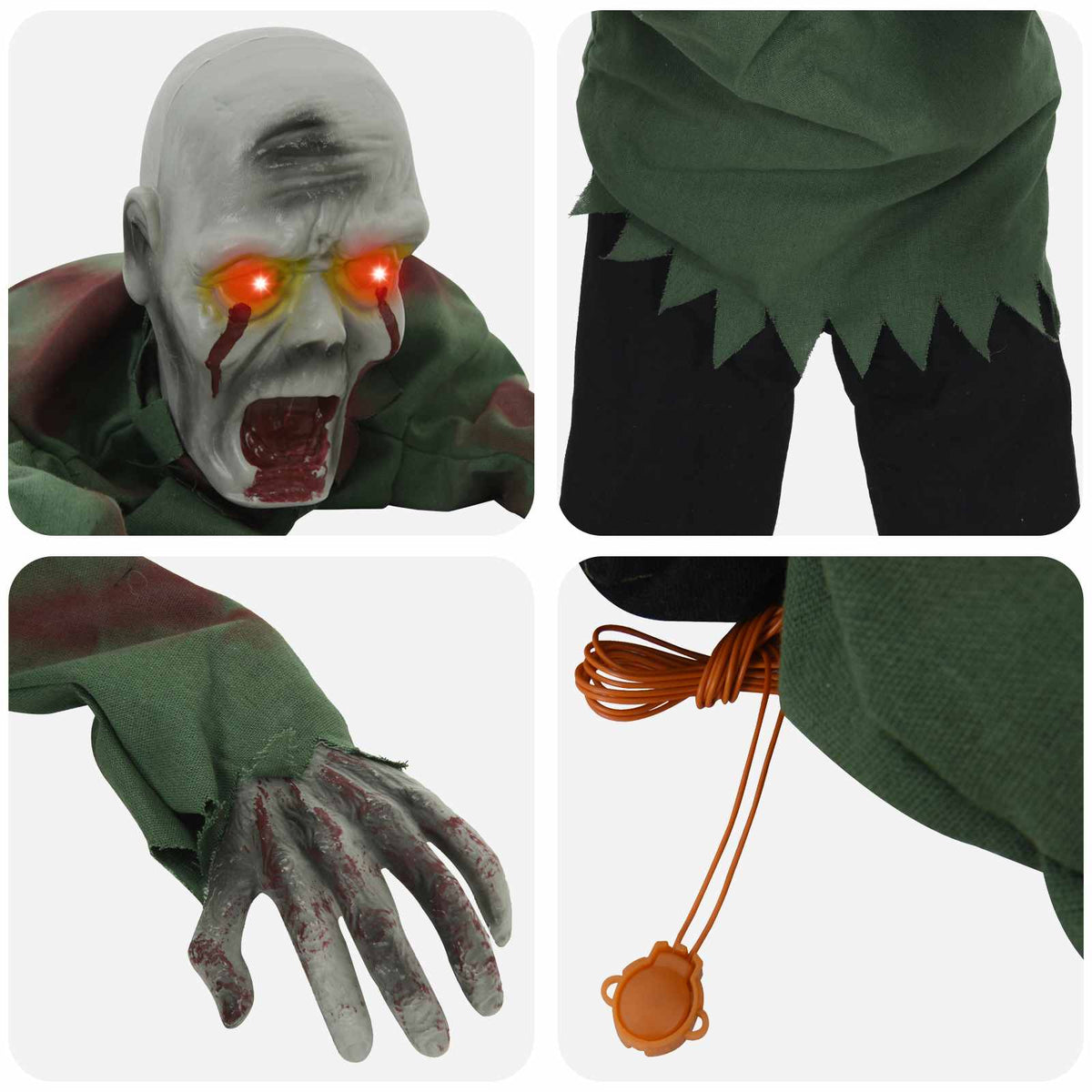 vidaXL Halloween Crawling Zombie SPOOKA Green 110 x 50 x 21 cm - Gre