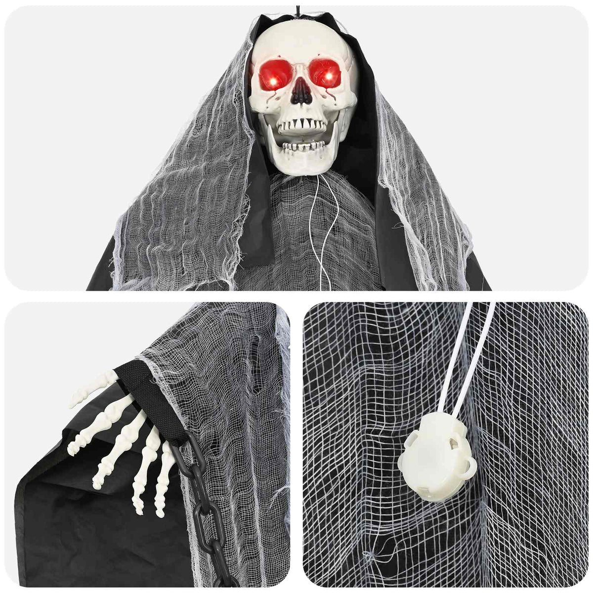 vidaXL Halloween Hanging Grim Reaper SPOOKA Black 112 x 164 cm - 69077
