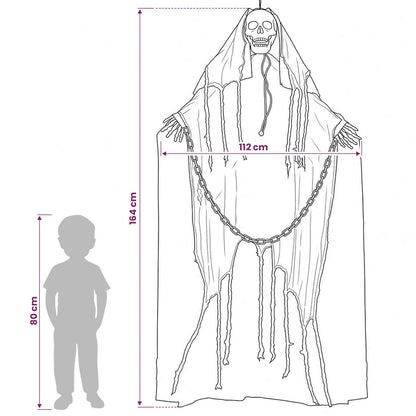 vidaXL Halloween Hanging Grim Reaper SPOOKA Black 112 x 164 cm - 69077