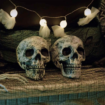 vidaXL Halloween Skull SPOOKA 2 pcs White 12 x 15 x 17.5 cm Plastic