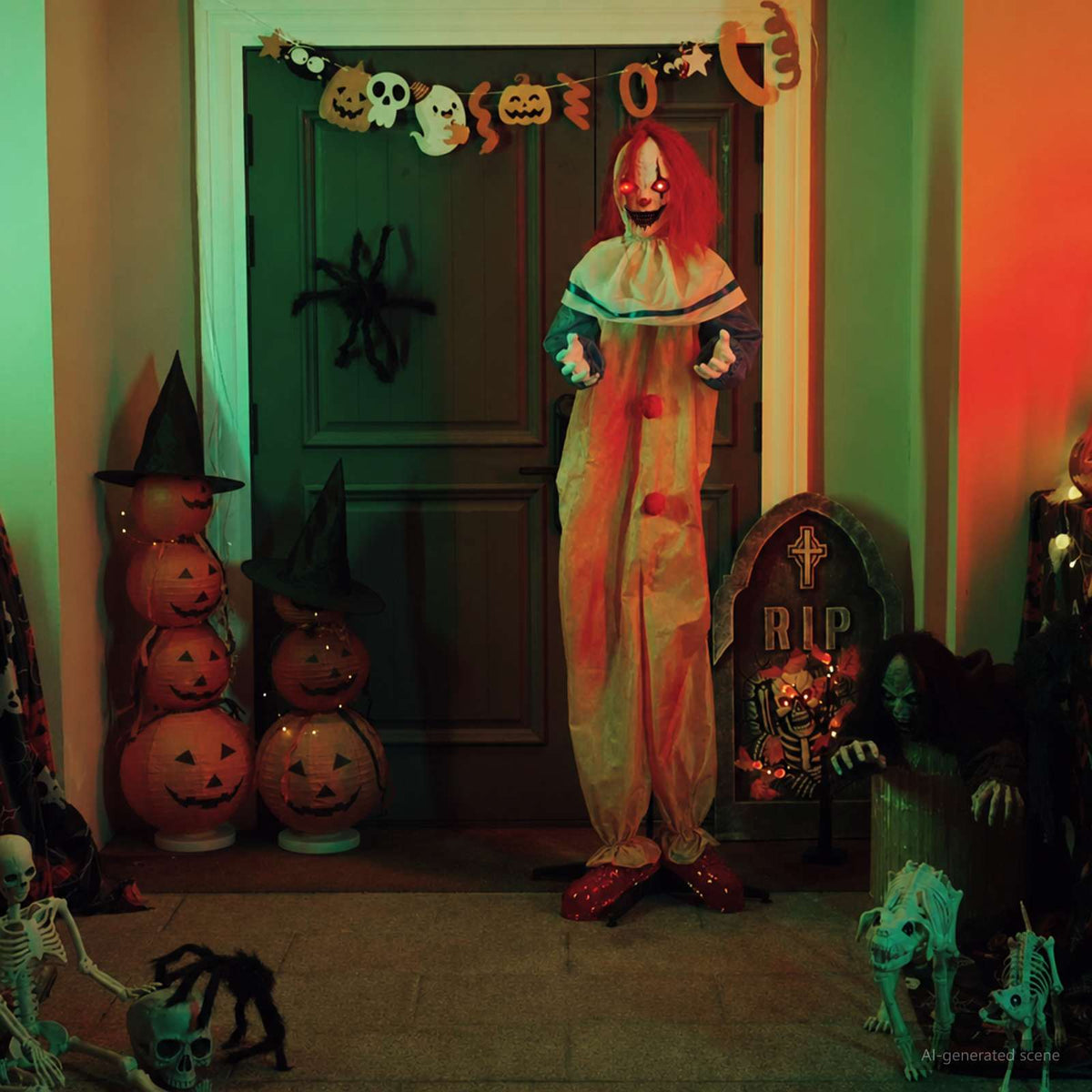 vidaXL Halloween Scary Clown SPOOKA Yellow and Blue 126.5 x 180 cm - 69093