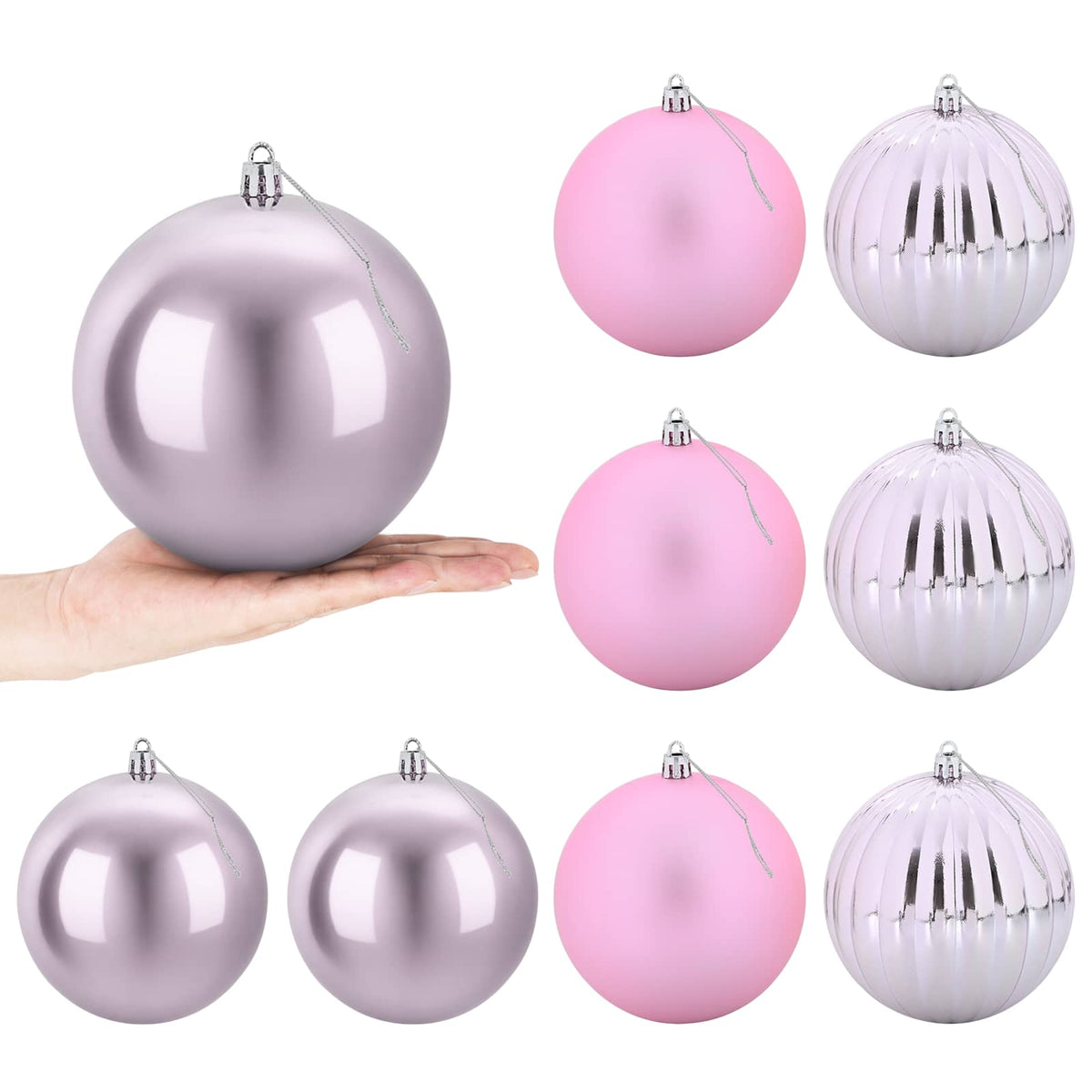 vidaXL Christmas Ball Set XL 9 pcs Pink Dia. 15 cm Plastic