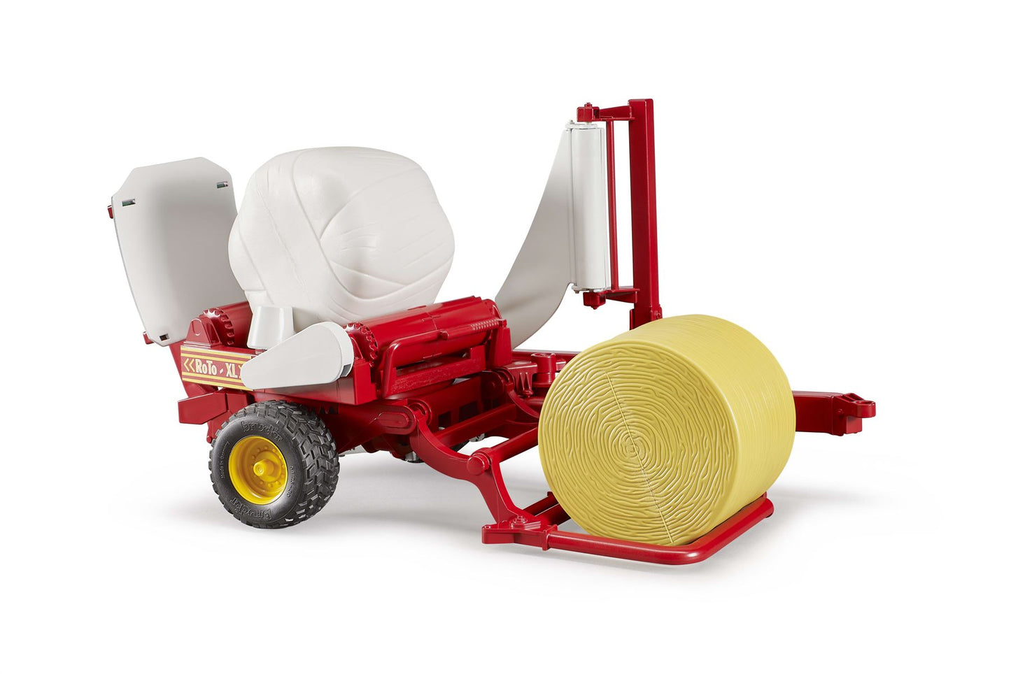 Bale wrapper with ochre and white round bales