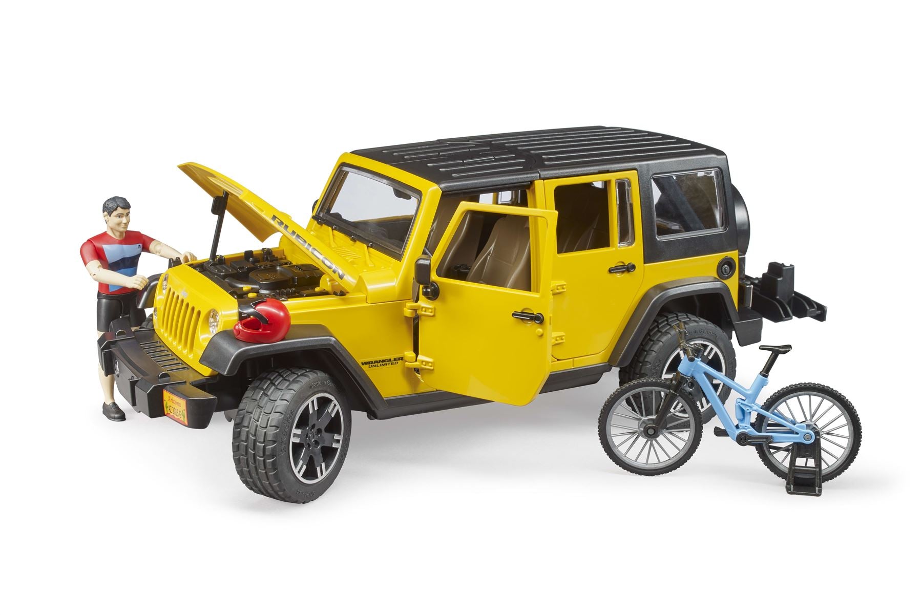 JeepWrangler RubiconUnlimited, 1 mountain bike and cyclist