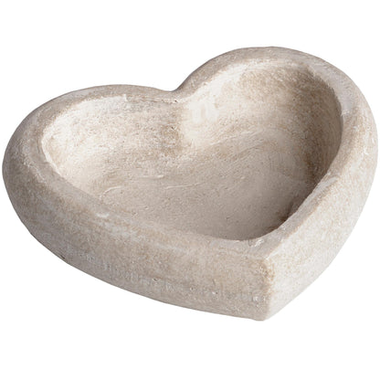 Deep Stone Heart Dish - CREAM