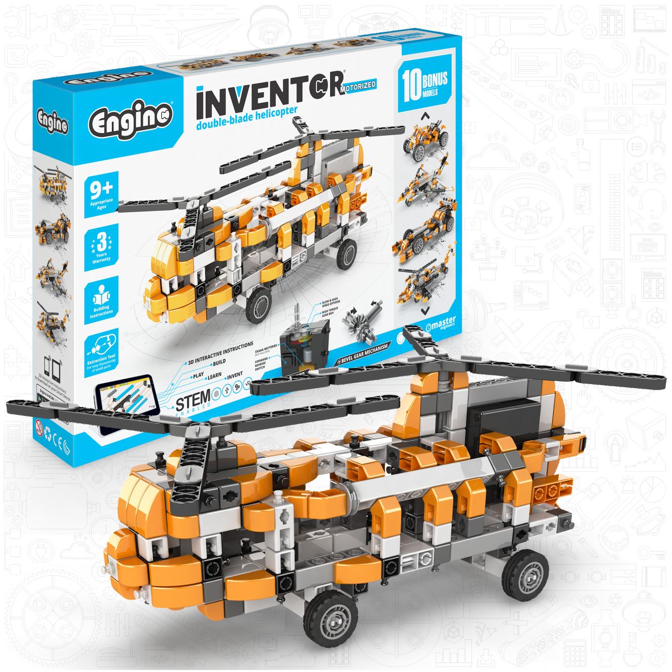 Inventor Motorized Double-Blade Helicopter w 10 Models