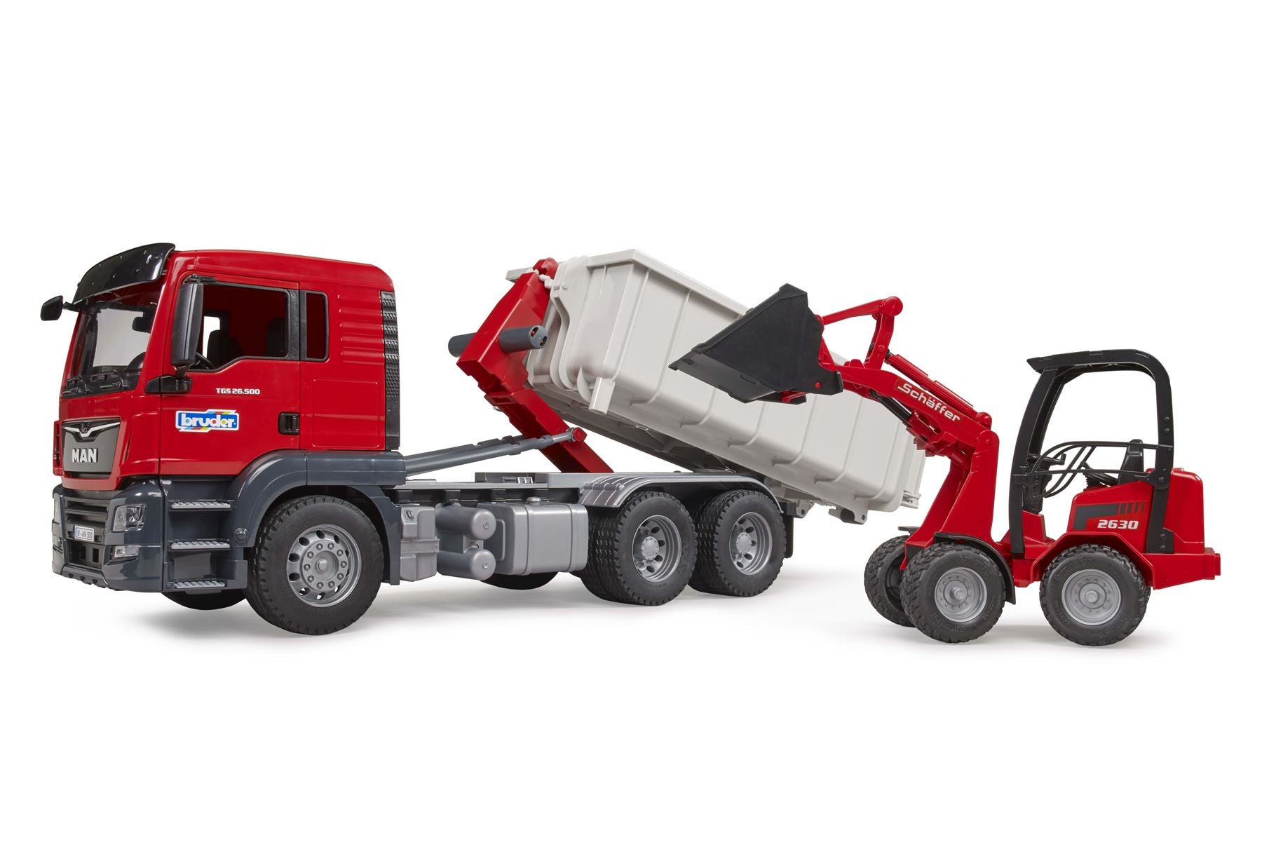 MAN TGS Truck with Roll-Off-Container + Schäffer Compact loa